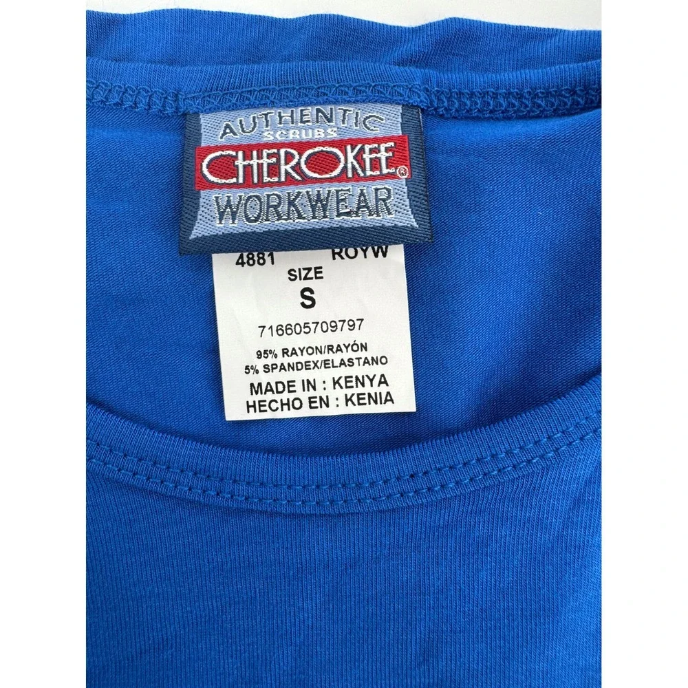 Cherokee Workwear Royal Blue Long Sleeve Scrub Undershirt Top 4881 Small NWT - Picture 3 of 7